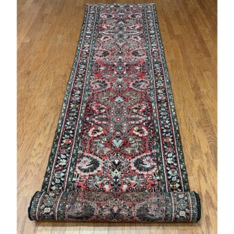 Persian Hand-knotted Tribal Hamadan Wool Runner (3' x 13'2)