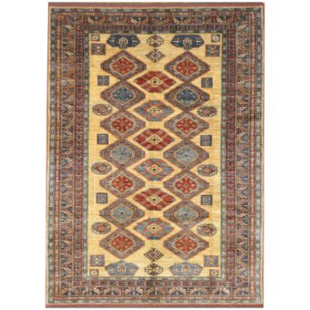 Afghan Hand-knotted Vegetable Dye Super Kazak Wool Rug (6'6 x 9'11)