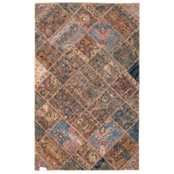 Pak Persian Hand-knotted Patchwork Wool Rug (4'10 x 7'9)