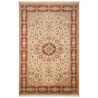 Pak Persian Hand-knotted Tabriz Wool & Silk Rug (6'2 x 9'6)
