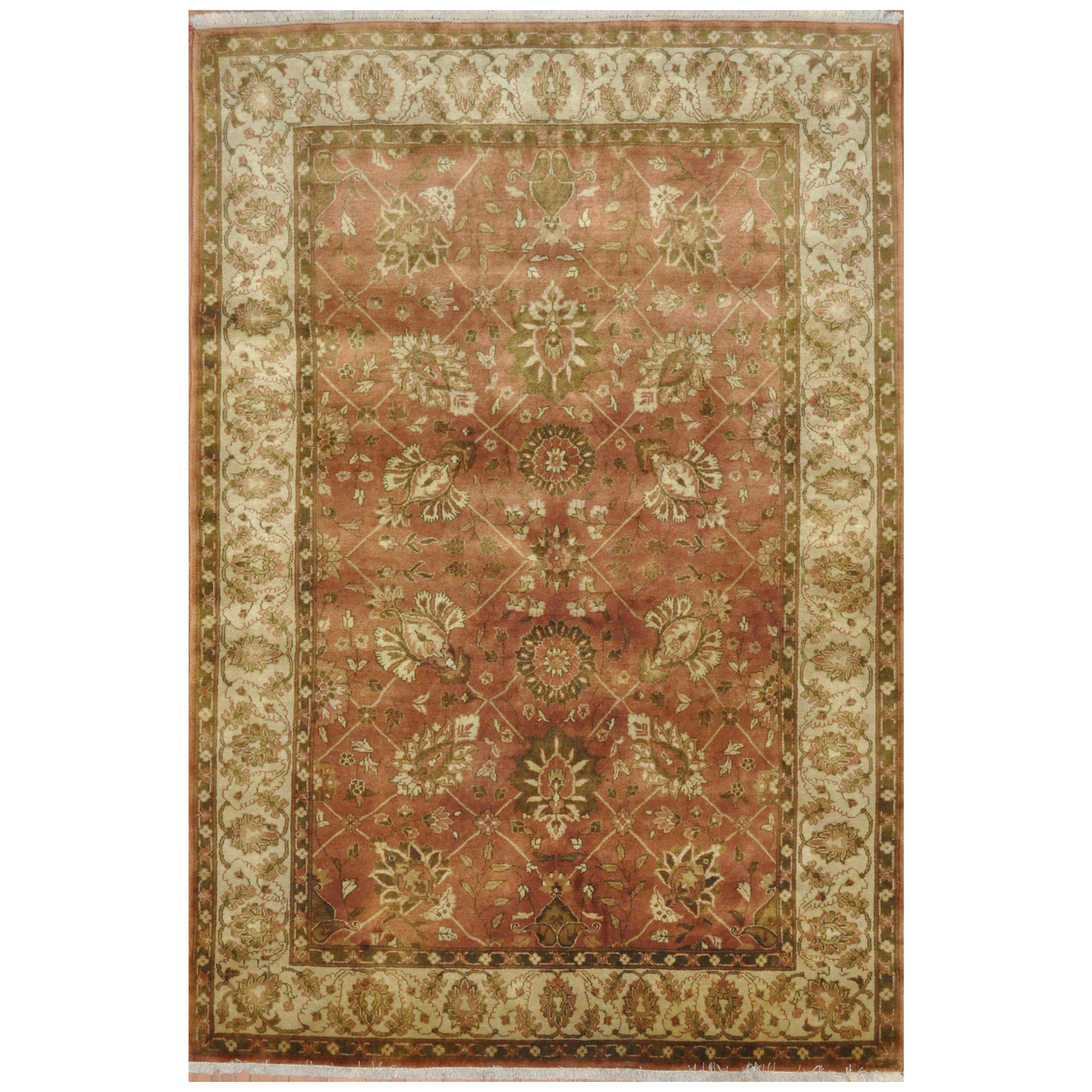 Indo Hand-knotted Tabriz Wool Rug (4'9 x 6'10)