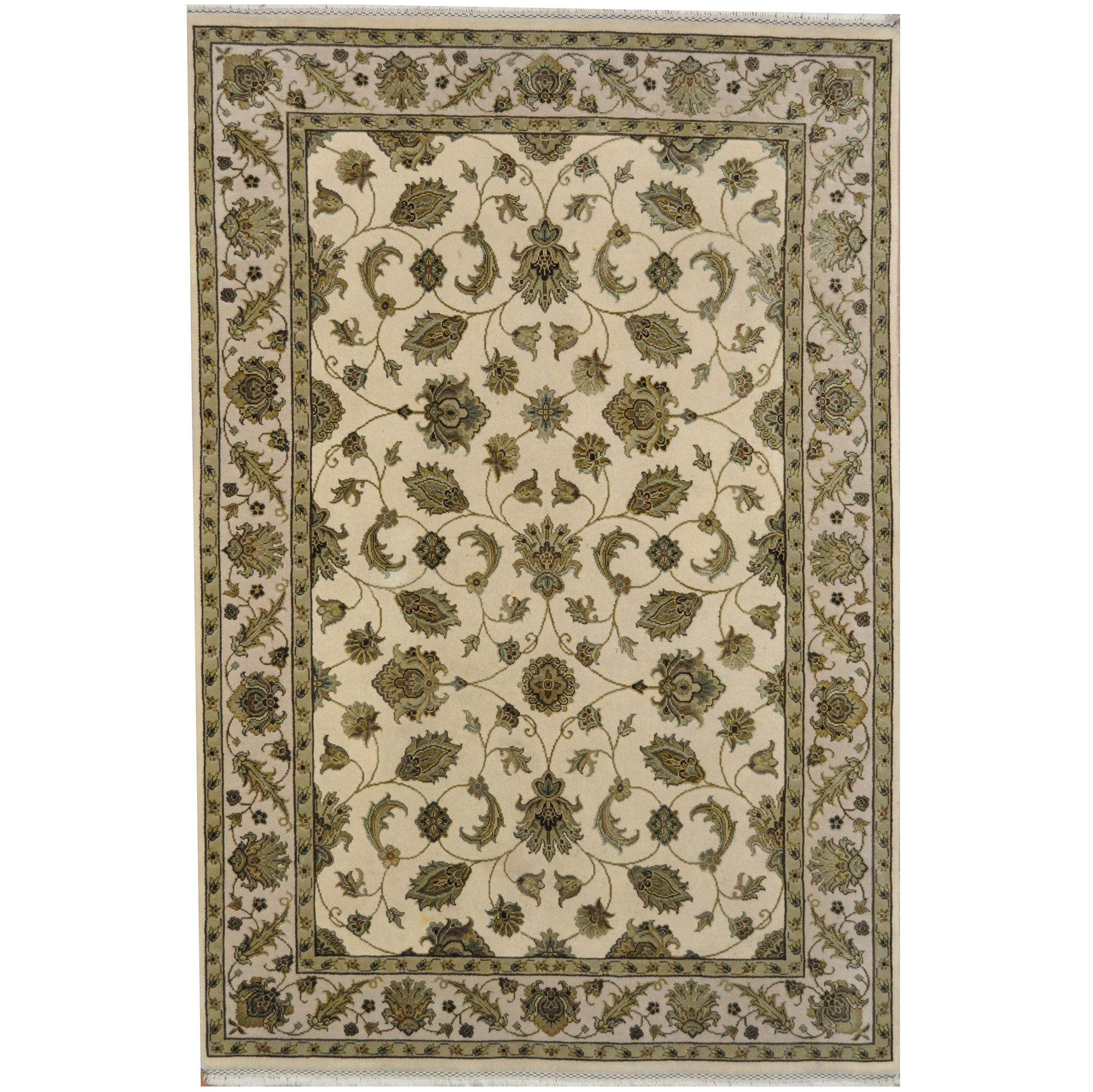 Indo Hand-knotted Tabriz Wool & Silk Rug (5'5 x 8'1)