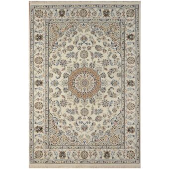 Indo Hand-knotted Nain Wool & Silk Rug (4'3 x 6'2)