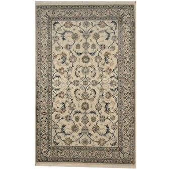 Indo Hand-knotted Nain Wool & Silk Rug (4' x 6'2)
