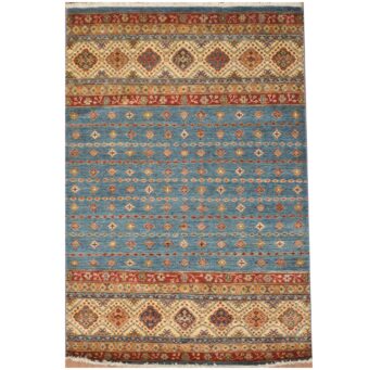 Afghan Hand-Knotted Khorjeen Kazak Wool Rug (4'1 x 6'1)