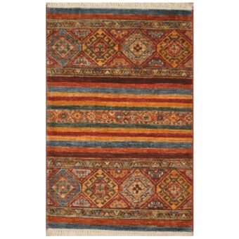 Afghan Hand-Knotted Khorjeen Kazak Wool Rug (2' x 3')