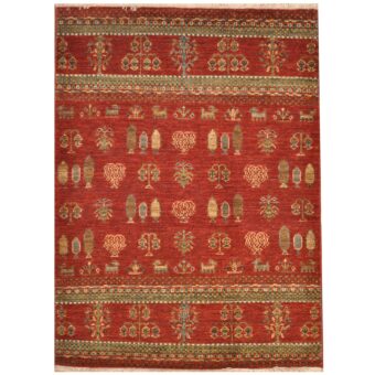 Afghan Hand-Knotted Khorjeen Kazak Wool Rug (3'6 x 4'10)