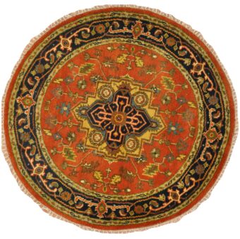 Indo Hand-Knotted Serapi Wool Rug (4' x 4')