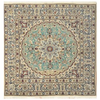 Persian Hand-Knotted Nain Wool Rug (6'6 x 6'6)