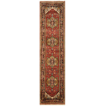 Indo Hand-Knotted Heriz Wool Runner (2'6 x 9'9)