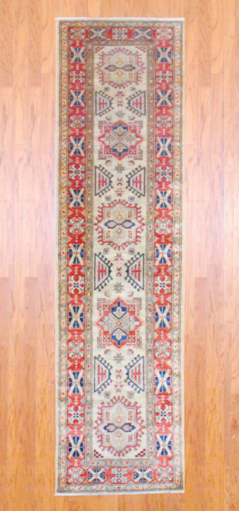 Afghan Hand-knotted Kazak Wool Runner (2'8 x 9'8)