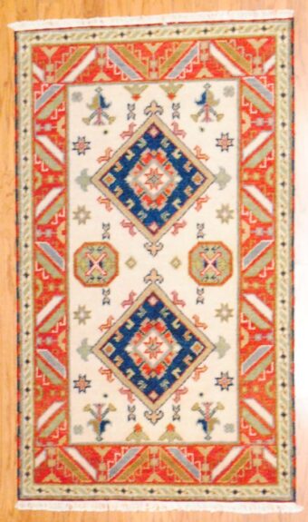 Indo Hand-knotted Kazak (3'1 x 5'3)