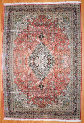 Sino Hand-knotted Fine Silk Qum (10'3 x 14'8)