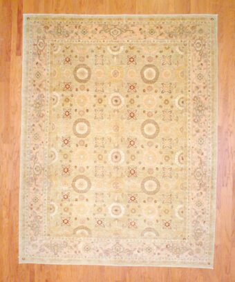 Afghan Hand-knotted Fine Vegetable Dye Oushak (9' x 11'7)