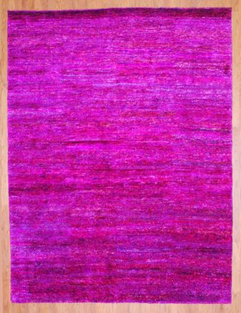 Indo Hand-knotted Sari Rug (Solid Pink) (8' x 10')
