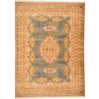 Indo Hand-knotted Kashmir Silk Rug (7'2 x 9'9)