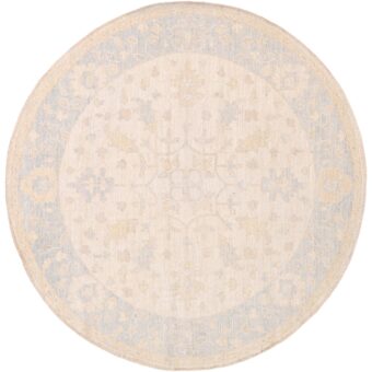 Afghan Hand-knotted Vegetable Dye Fine Oushak Wool Round Rug (5'6 x 5'8)