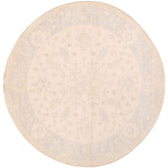 Afghan Hand-knotted Vegetable Dye Fine Oushak Wool Round Rug (5'5 x 5'7)