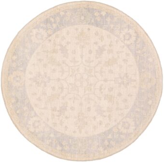 Afghan Hand-knotted Vegetable Dye Fine Oushak Round Wool Rug (5'8 x 5'8)