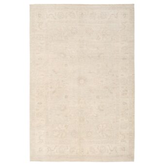 Afghan Hand-knotted Whitewash Vegetable Dye Oushak Wool Rug (6' x 9'3)