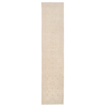 Afghan Hand-knotted Vegetable Dye Whitewash Oushak Wool Runner (2'6 x 11'3)
