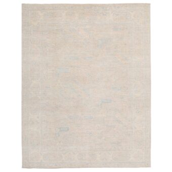 Afghan Hand-knotted Vegetable Dye Whitewash Oushak Wool Rug (8' x 9'11)