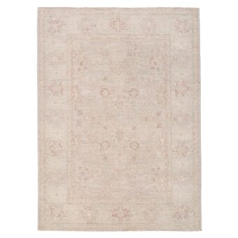 Afghan Hand-knotted Vegetable Dye Whitewash Oushak Wool Rug (4'11 x 6'6)