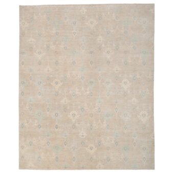 Afghan Hand-knotted Vegetable Dye Whitewash Ikat Wool Rug (8'11 x 11'2)