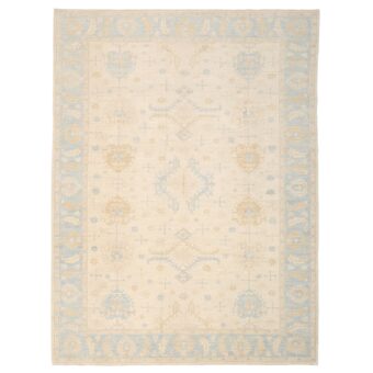 Afghan Hand-knotted Vegetable Dye Whitewash Oushak Wool Rug (9'11 x 13'7)