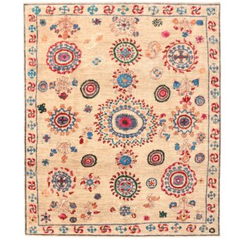 Afghan Hand-knotted Vegetable Dye Suzani Wool Rug (8' x 9'8)