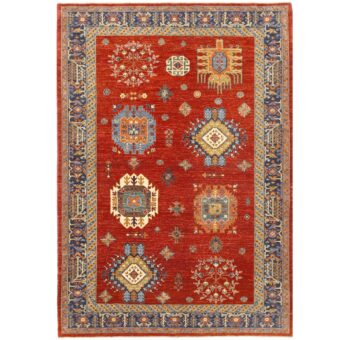 Afghan Hand-knotted Vegetable Dye Kazak Wool Rug (6'2 x 8'9)