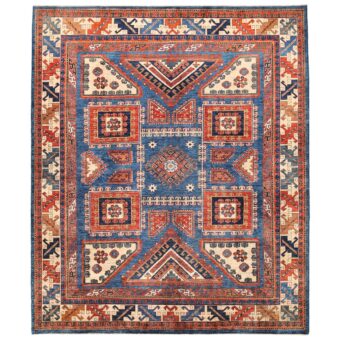 Afghan Hand-knotted Vegetable Dye Kazak Wool Rug (8'5 x 9'10)