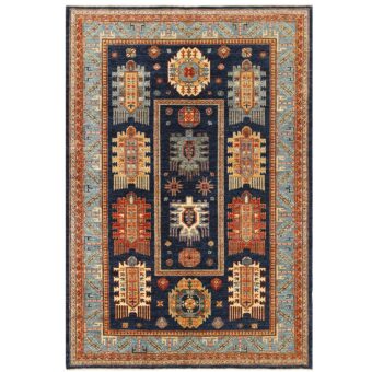 Afghan Hand-knotted Vegetable Dye Kazak Wool Rug (6' x 9')