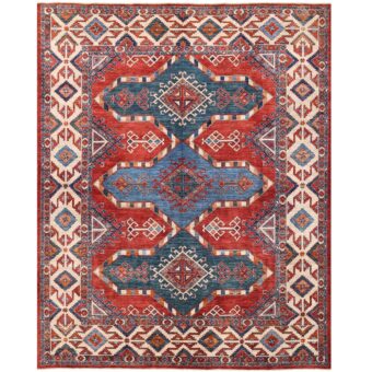 Afghan Hand-knotted Vegetable Dye Kazak Wool Rug (8' x 9'11)