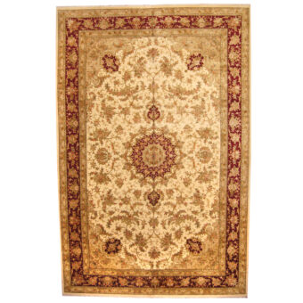 Indo Hand-knotted Vegetable Dye Tabriz Wool & Silk Rug (12' x 18'4)