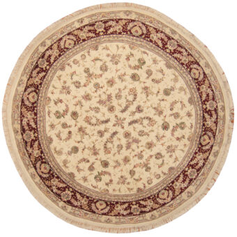 Indo Hand-knotted Round Tabriz Wool and Silk Rug (8' x 8')