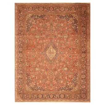 Persian Hand-knotted Antique 1920s Kashan Wool Rug (10'2 x 13'1)