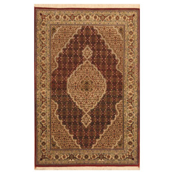 Indo Hand-knotted Fish Tabriz Wool & Silk Rug (4' x 6')