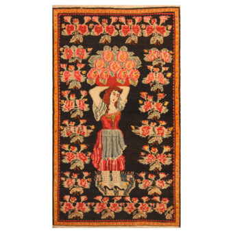 Asian Hand-knotted 1960s Khotan Wool Rug (4' x 6'8)