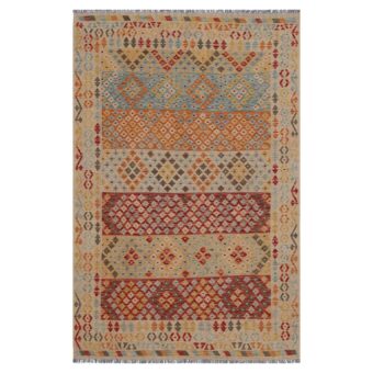 Afghan Hand-woven Wool Kilim (6'2 x 9'9)