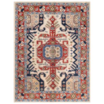 Afghan Hand-knotted Vegetable Dye Kazak Wool Rug (4'10 x 6'4)