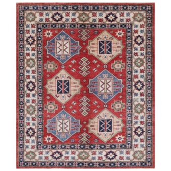 Afghan Hand-knotted Vegetable Dye Kazak Wool Rug (5'2 x 6'3)