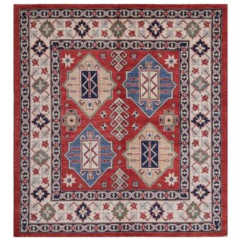 Afghan Hand-knotted Vegetable Dye Kazak Wool Rug (6'3 x 7')