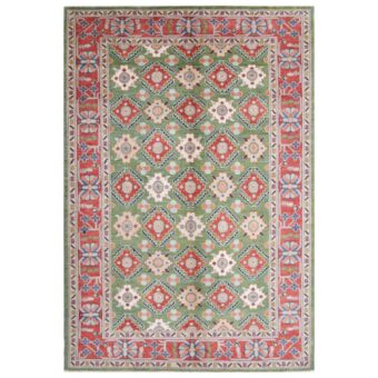 Afghan Hand-knotted Vegetable Dye Kazak Wool Rug (6'3 x 9'2)