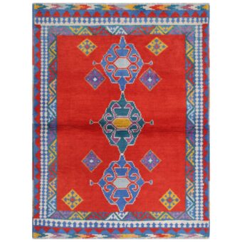 Afghan Hand-knotted Kargahi Wool Rug (3'6 x 4'8)