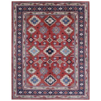 Afghan Hand-knotted Vegetable Dye Kazak Wool Rug (9' x 11'5)
