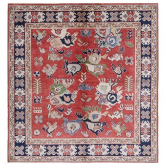 Afghan Hand-knotted Vegetable Dye Kazak Wool Rug (6'6 x 6'9)