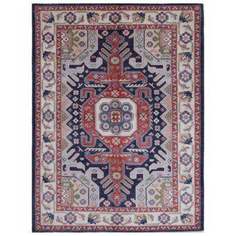 Afghan Hand-knotted Vegetable Dye Kazak Wool Rug (5'7 x 7'5)