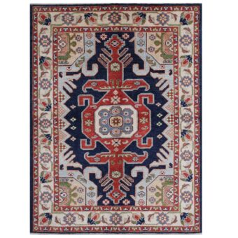 Afghan Hand-knotted Vegetable Dye Kazak Wool Rug (5'1 x 6'9)