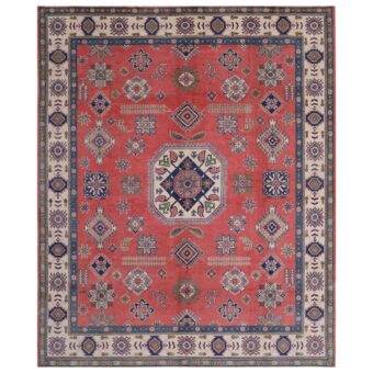Afghan Hand-knotted Vegetable Dye Kazak Wool Rug (8' x 9'10)